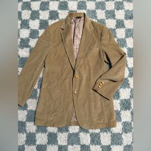 HAGGAR USA Vintage Tan Corduroy 2 Basket Weave Button Blazer Jacket 70s Retro 42